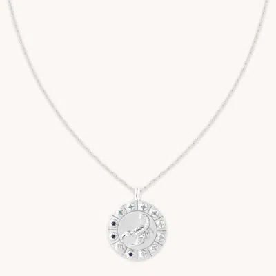 Astrid &amp; Miyu Scorpio Bold Zodiac Pendant Necklace In Silver In Metallic