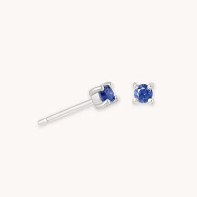 Astrid &amp; Miyu September Birthstone Stud Earrings In Silver With Sapphire Cz In Metallic