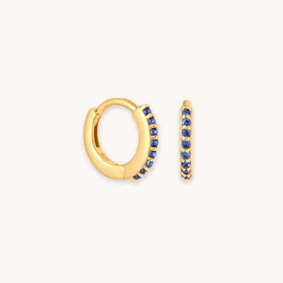 Astrid &amp; Miyu September Sapphire Cz Birthstone Huggies In Gold | 7mm | Jewellery By