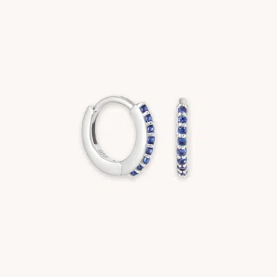 Astrid &amp; Miyu September Sapphire Cz Birthstone Huggies In Silver | 7mm | Jewellery By Astrid &am In Metallic