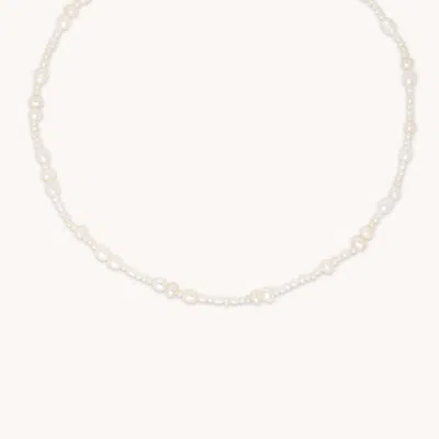 Astrid &amp; Miyu Serenity Pearl Necklace In Silver In Neutral