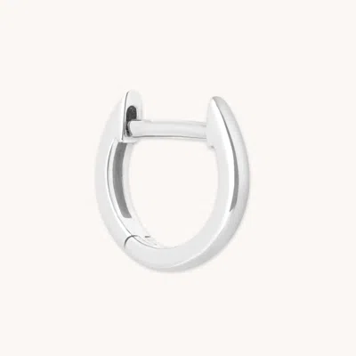 Astrid &amp; Miyu Simple Piercing Hoop In Solid White Gold In Metallic