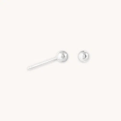 Astrid &amp; Miyu Small Ball Stud Earrings In Solid White Gold In Metallic