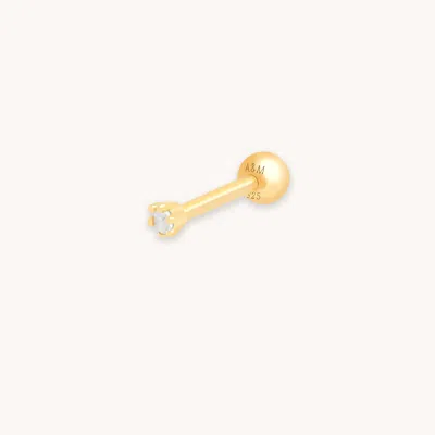 Astrid &amp; Miyu Small Barbell Floral Stud Earring In Gold | Dainty Ear Piercing Studs For Helix/cartilage | Jeweller