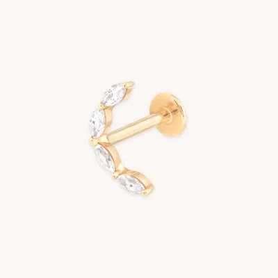 Astrid &amp; Miyu Solid Gold Crystal Curved Piercing Stud