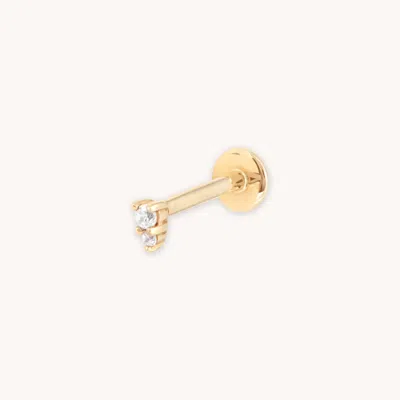 Astrid &amp; Miyu Solid Gold Stacked Crystal Piercing Stud