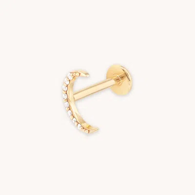 Astrid &amp; Miyu Solid Gold Topaz Moon Piercing Stud