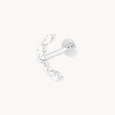 Astrid &amp; Miyu Solid White Gold Crystal Curved Piercing Stud