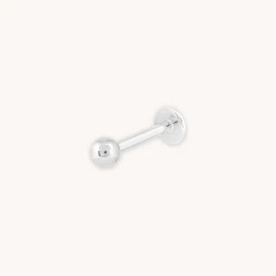 Astrid &amp; Miyu Solid White Gold Large Ball Piercing Stud In Metallic