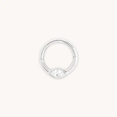 Astrid &amp; Miyu Solid White Gold Marquise Daith Hoop In Metallic