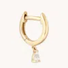 Astrid &amp; Miyu Teardrop Charm Piercing Hoop In Solid Gold