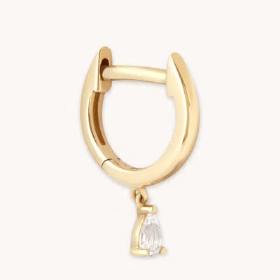 Astrid &amp; Miyu Teardrop Charm Piercing Hoop In Solid Gold