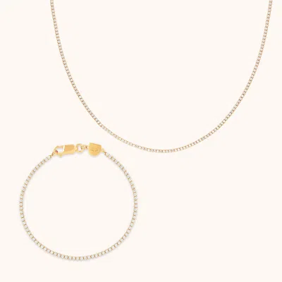 Astrid &amp; Miyu Tennis Chain Gift Set In Gold