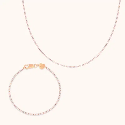 Astrid &amp; Miyu Tennis Chain Gift Set In Rose Gold