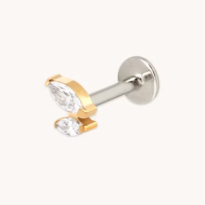 Astrid &amp; Miyu Titanium Cz Marquise Double Piercing Stud In White