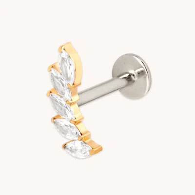 Astrid &amp; Miyu Titanium Cz Marquise Fan Piercing Stud In Gold