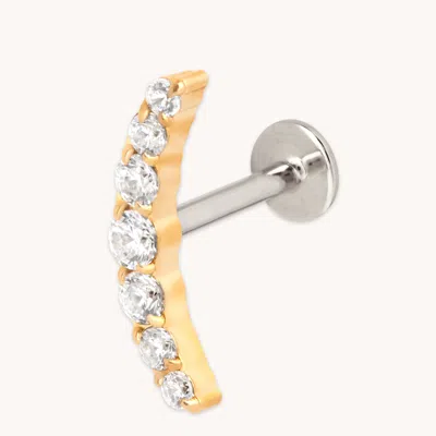 Astrid &amp; Miyu Titanium Cz Round Fan Piercing Stud In Gold