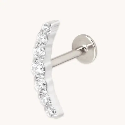Astrid &amp; Miyu Titanium Cz Round Fan Piercing Stud In Metallic