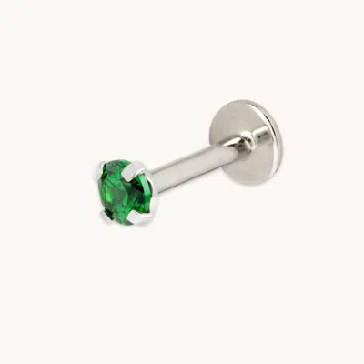 Astrid &amp; Miyu Titanium Emerald Cz Gem Piercing Stud In Metallic