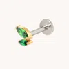Astrid &amp; Miyu Titanium Emerald Cz Marquise Double Piercing Stud