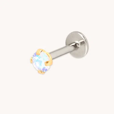 Astrid &amp; Miyu Titanium Moonstone Cz Gem Piercing Stud In Metallic