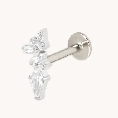 Astrid &amp; Miyu Titanium Multi Stone Cluster Piercing Stud In Metallic