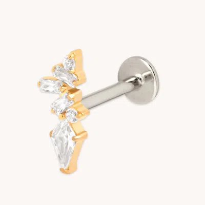 Astrid &amp; Miyu Titanium Multi Stone Cluster Piercing Stud In Metallic