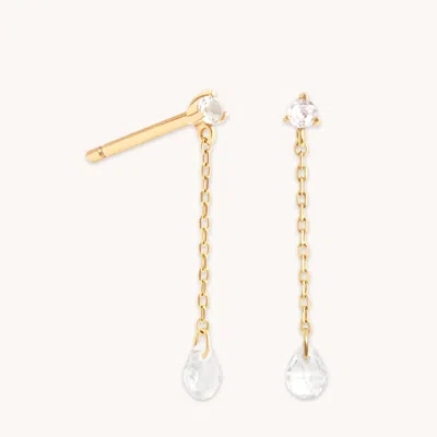 Astrid &amp; Miyu Topaz Chain Stud Earrings In Gold