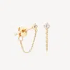 Astrid &amp; Miyu Topaz Chain Stud Earrings In Solid Gold