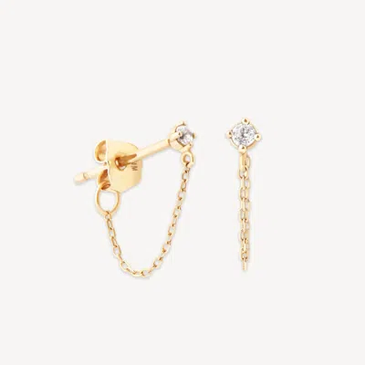 Astrid &amp; Miyu Topaz Chain Stud Earrings In Solid Gold In Brown