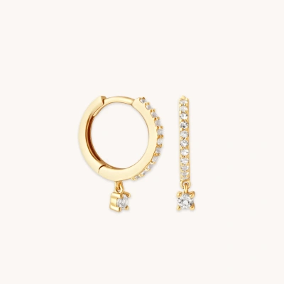 Astrid &amp; Miyu Topaz Charm Hoops In Solid Gold In Gray