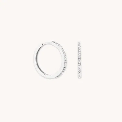Astrid &amp; Miyu Topaz Hoops 14mm In Solid White Gold In Metallic