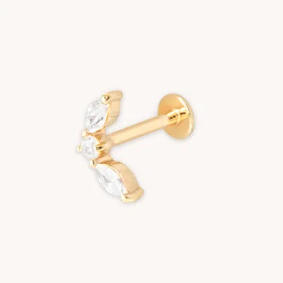 Astrid &amp; Miyu Topaz Marquise Fan Piercing Stud 6mm In Solid Gold