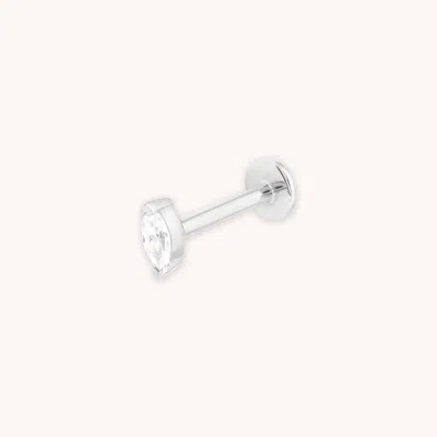 Astrid &amp; Miyu Topaz Marquise Piercing Stud 6mm In Solid White Gold In Metallic