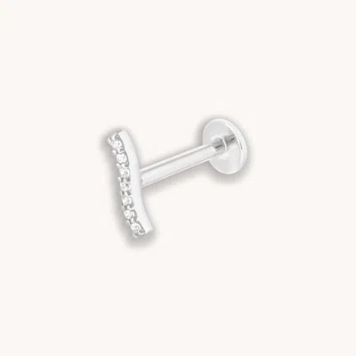 Astrid &amp; Miyu Topaz Wave Piercing Stud 6mm In Solid White Gold In Metallic