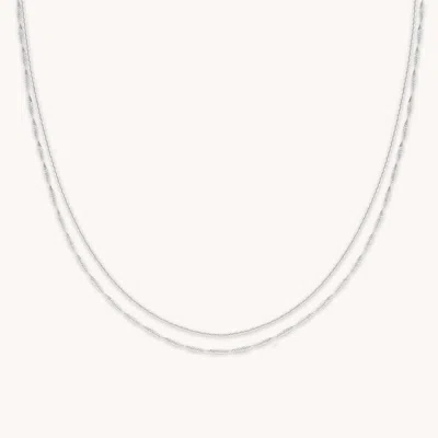 Astrid &amp; Miyu Trace &amp; Twist Double Chain Necklace In Gray