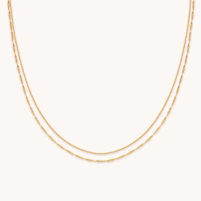 Astrid &amp; Miyu Trace &amp; Twist Double Chain Necklace In Gray