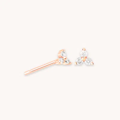 Astrid &amp; Miyu Triple Crystal Stud Earrings In Rose Gold