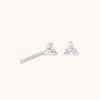 Astrid &amp; Miyu Triple Crystal Stud Earrings In Silver | Elegant Silver Stud Earrings For Women | Jewellery By Astri