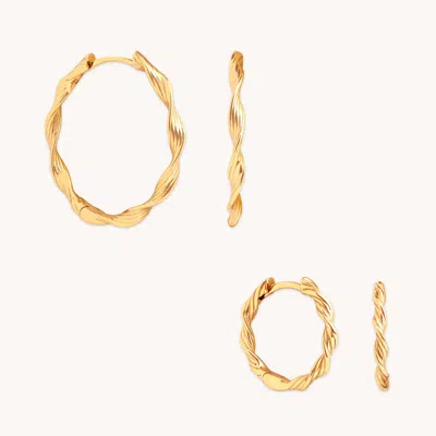 Astrid &amp; Miyu Twist Hoops Gift Set In Gold