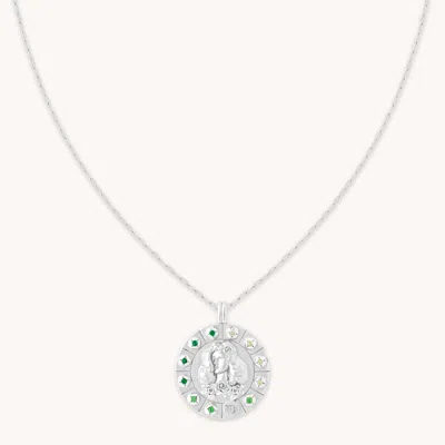 Astrid &amp; Miyu Virgo Bold Zodiac Pendant Necklace In Silver In White