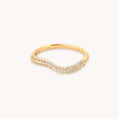 Astrid &amp; Miyu Wave Crystal Ring In Gold