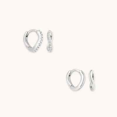 Astrid &amp; Miyu Wave Huggies Gift Set In Silver