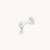 Astrid &amp; Miyu White Topaz Bezel Charm Piercing Stud In Solid White Gold