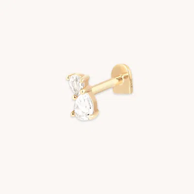 Astrid &amp; Miyu White Topaz Pear Cluster Piercing Stud In Gold