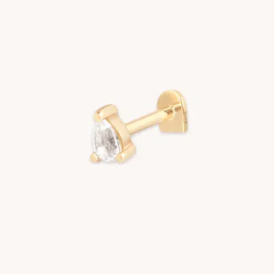 Astrid &amp; Miyu White Topaz Pear Piercing Stud In Solid Gold