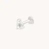 Astrid &amp; Miyu White Topaz Pear Piercing Stud In Solid White Gold