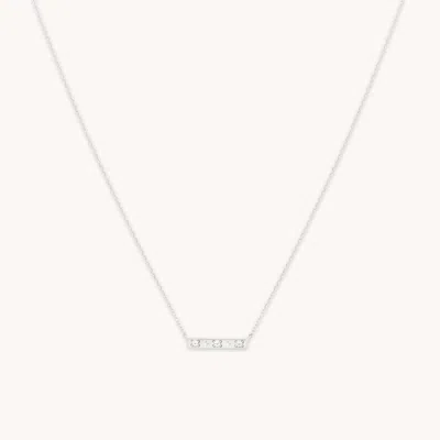 Astrid &amp; Miyu White Topaz Star Bar Pendant Necklace In 14ct Solid White Gold In Metallic
