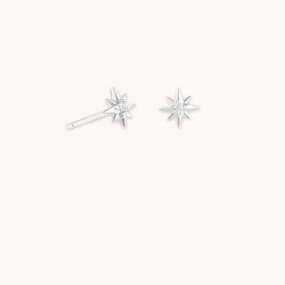 Astrid &amp; Miyu White Topaz Star Stud Earrings In Metallic