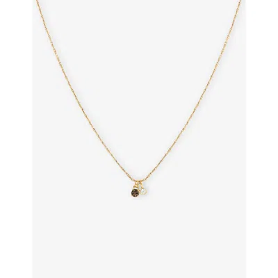 Astrid & Miyu Pendant 14ct Yellow-gold, Lab-grown Diamond And Smokey Quartz Pendant Necklac In Burgundy